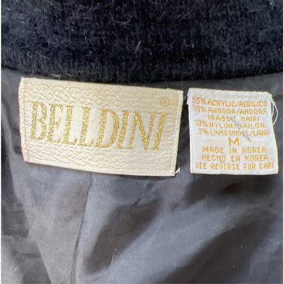 Vintage Belldini Angora Cardigan Medium Black Gold Embellished Beading Lined - Picture 11 of 13